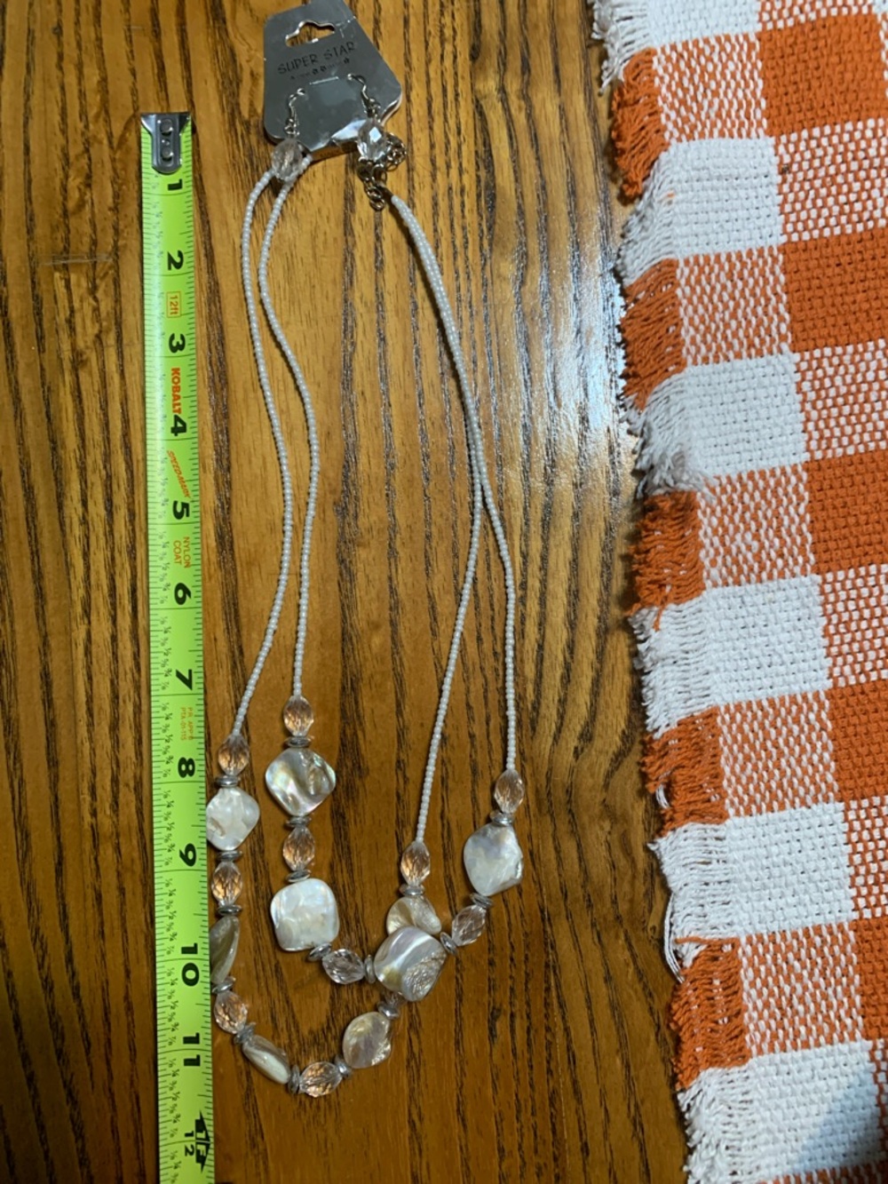 Women’s Cream and Gold Beaded Two-Strand Necklace